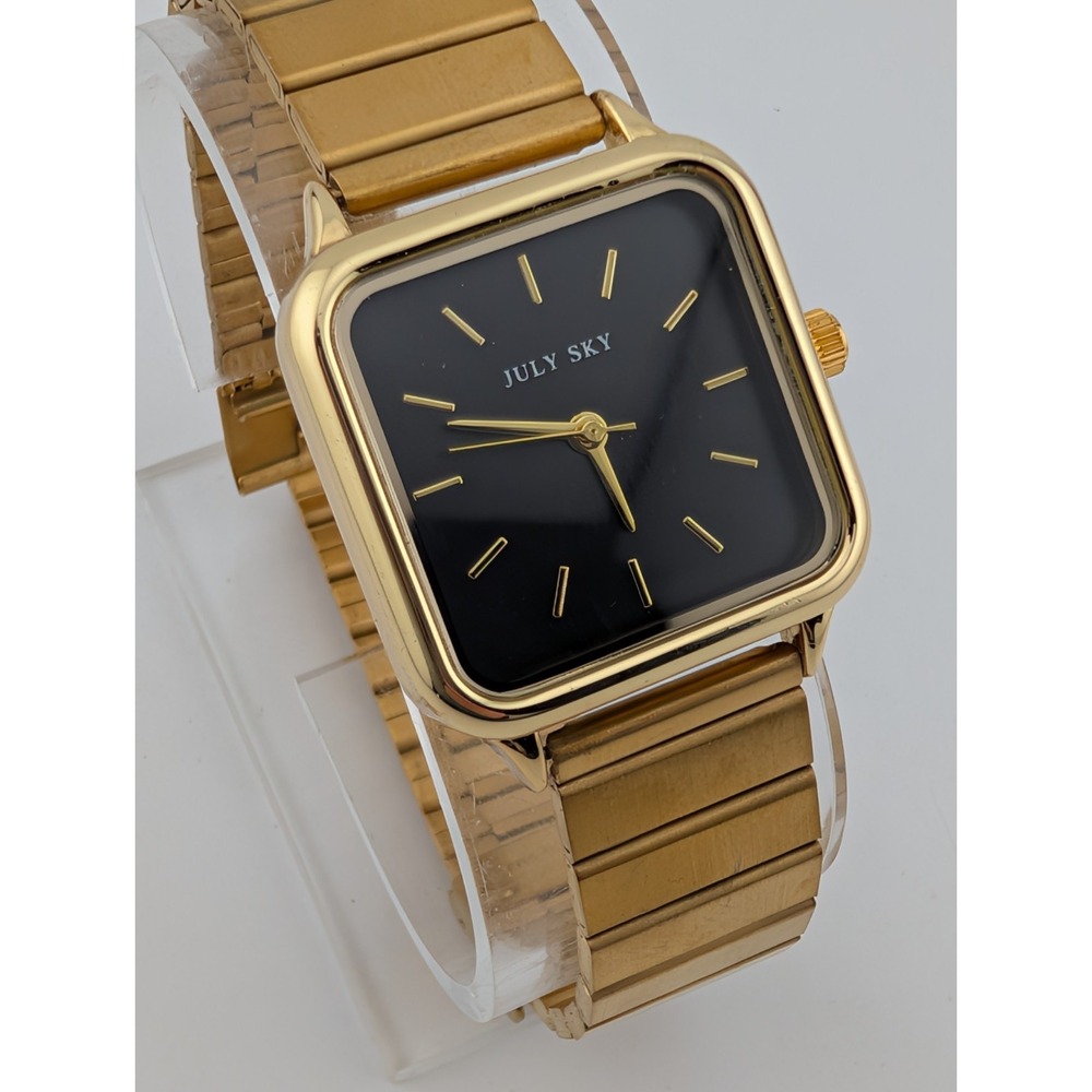 July Sky Watch Women 28mm‎ Case Gold Adjustable Band- New Battery